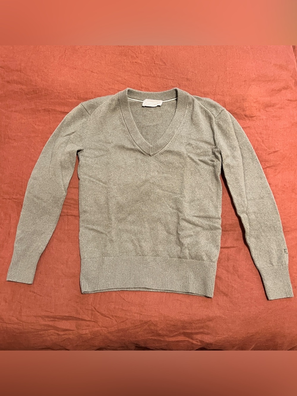 Everlane Women's V-Neck Olive Cashmere Sweater